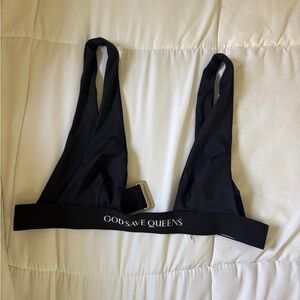 God Save Queens Black and White Bra Top